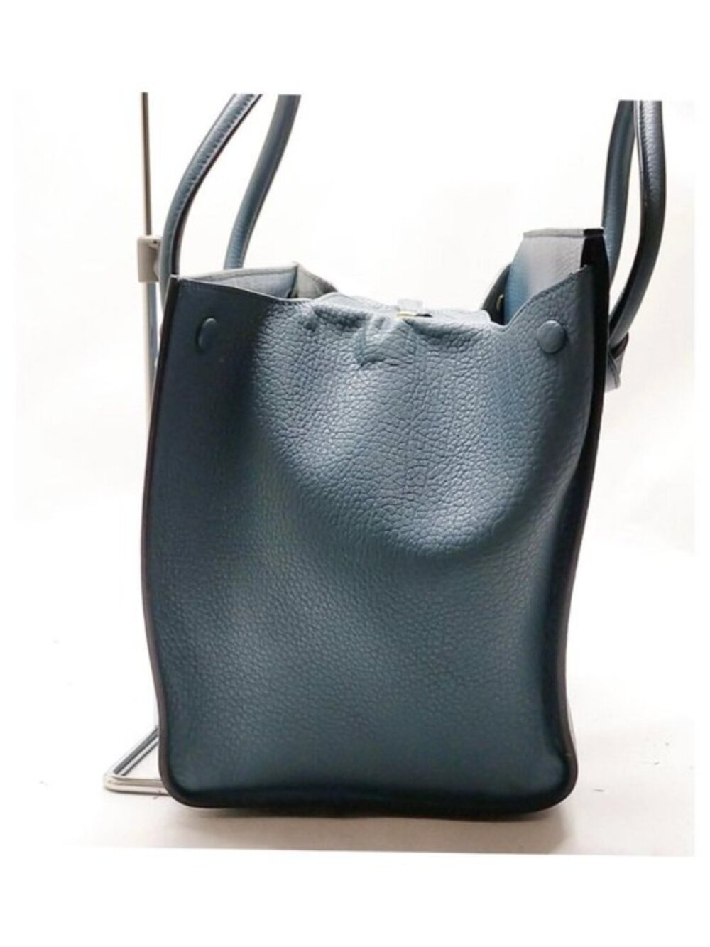 Authentic Celine Cabas Phantom Leather Tote Bag w/ Pouch Blue - Picture 4 of 16